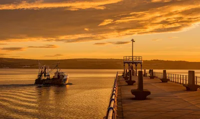 Weymouth fishing boat at sunset